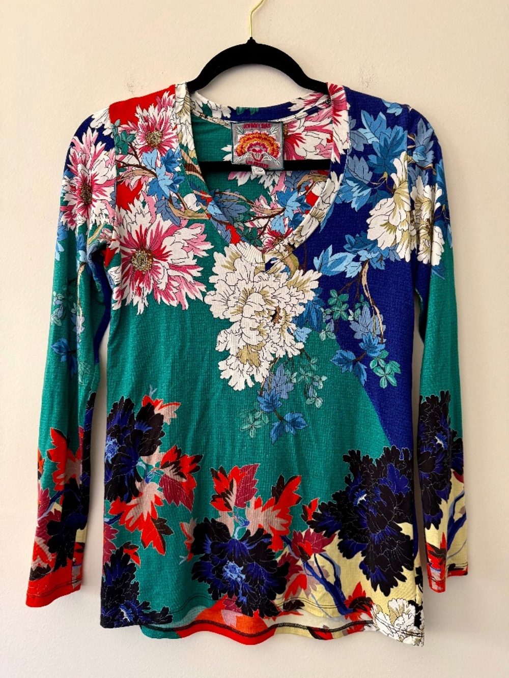 Johnny Was 'Marritt' Favorite Soft Stretchy Long Sleeve V Neck Blouse Top Floral